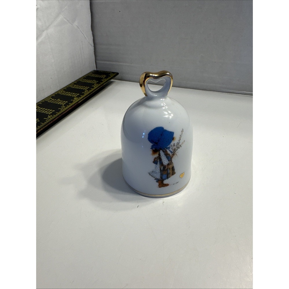 Holly Hobbie "Blue Girl" #23528 Genuine Porcelain Collector Bell 1989